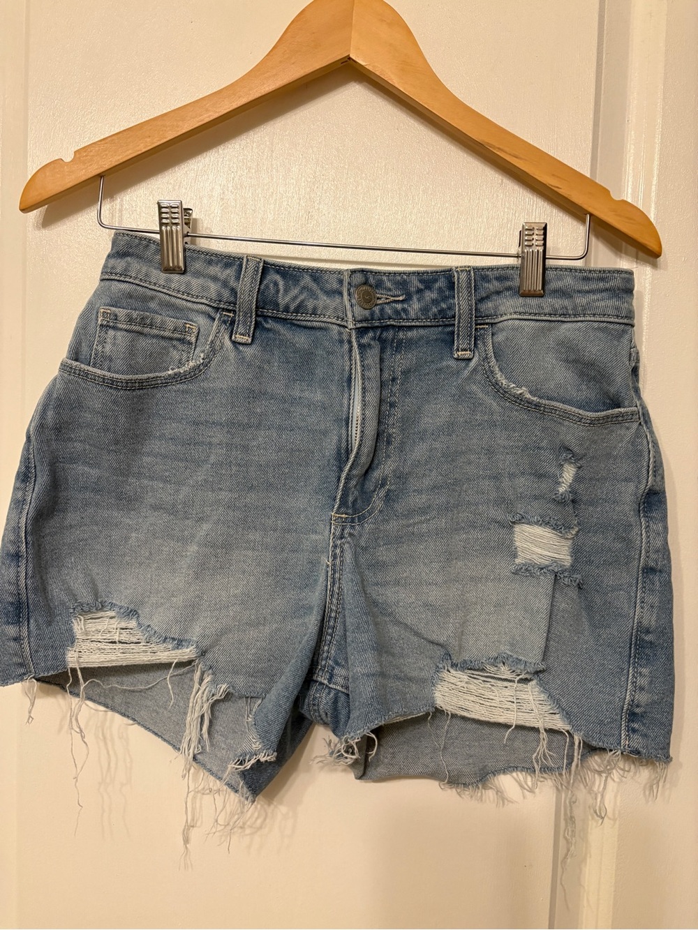 Hollister Light Blue Distressed Denim Shorts